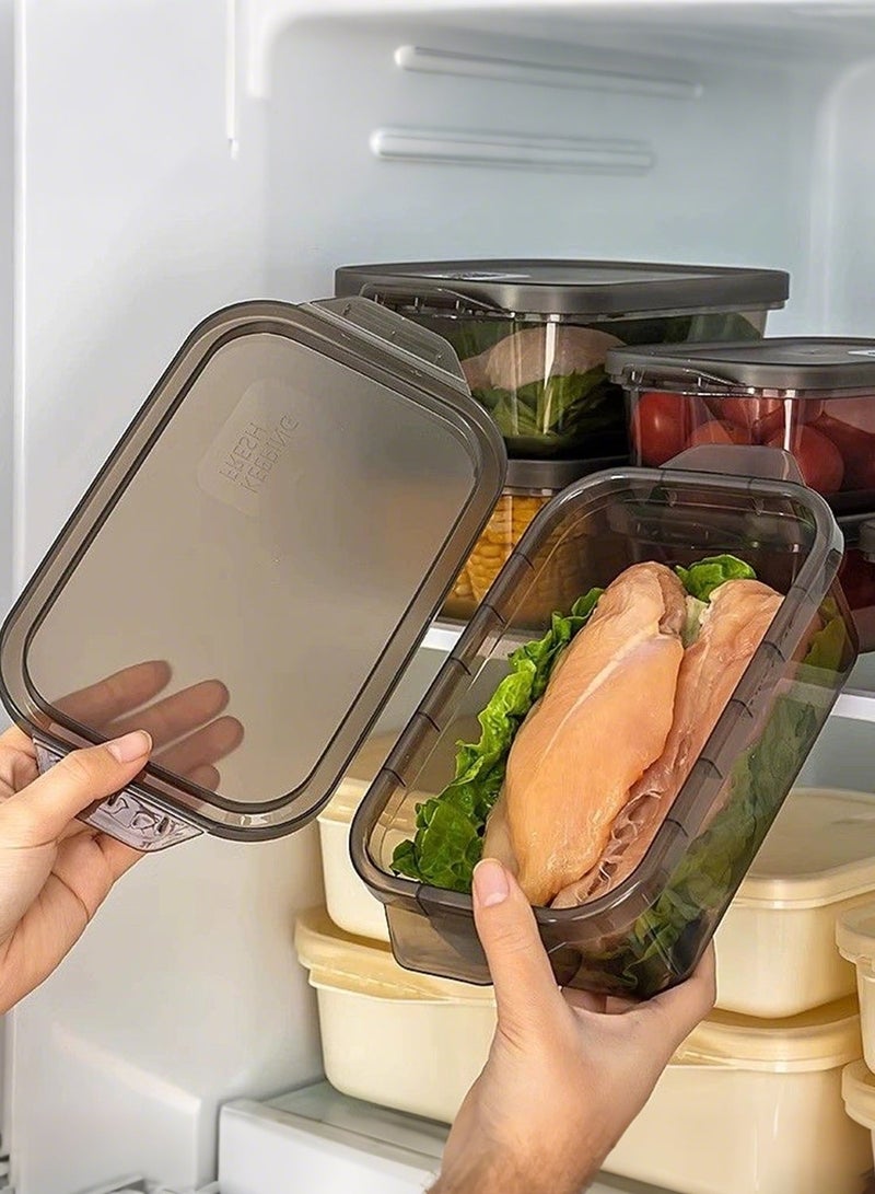 3-Piece Food Storage Container Set - Food Storage Boxes - Storage Containers - Kitchen Cabinet Organization - Food Containers 1100ml - Dark Gray - Image 2